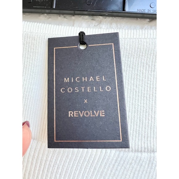NWT Michael Costello x Revolve Rib Knit Pull On Midi Skirt White Women's Small - Picture 4 of 7